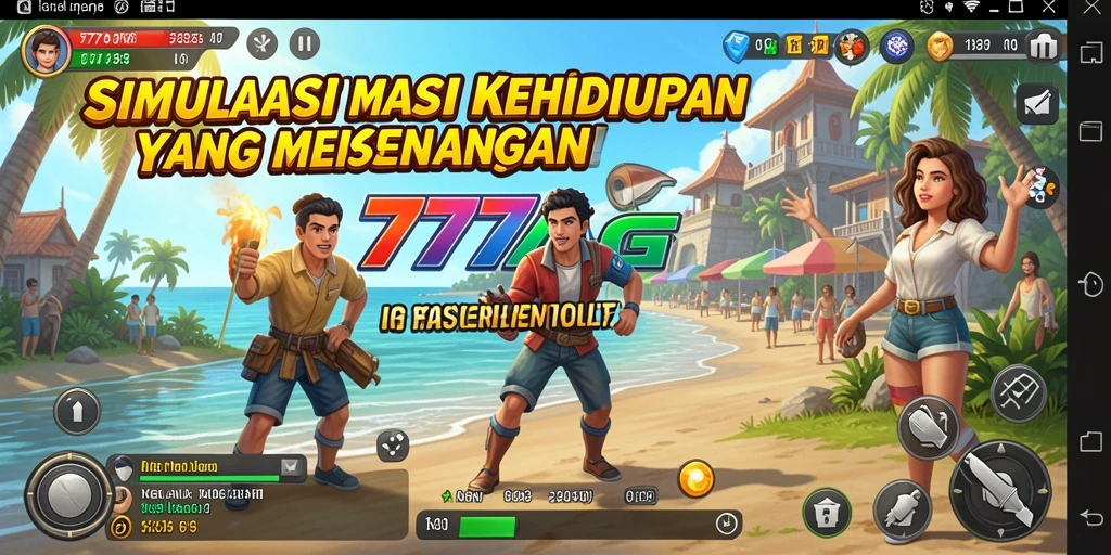 Screenshot utama 777AG menampilkan interaksi karakter dan lingkungan yang kaya.