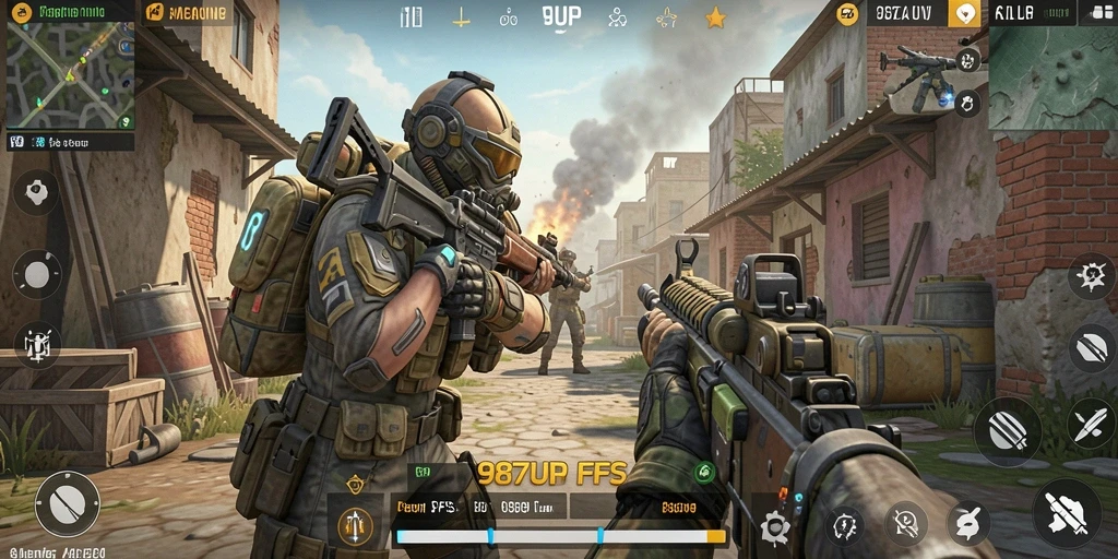 Tampilan gameplay menarik dalam aksi tembak-menembak 987UP.