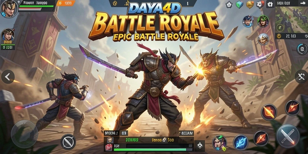 Tampilan aksi gameplay epik DAYA4D dalam pertandingan Battle Royale.