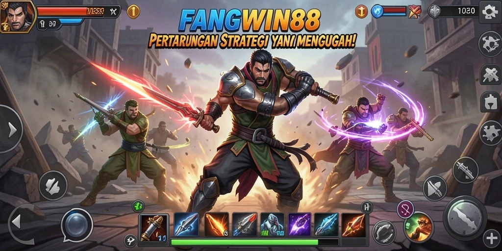 Tampilan gameplay menyenangkan dalam permainan strategi FANGWIN88.