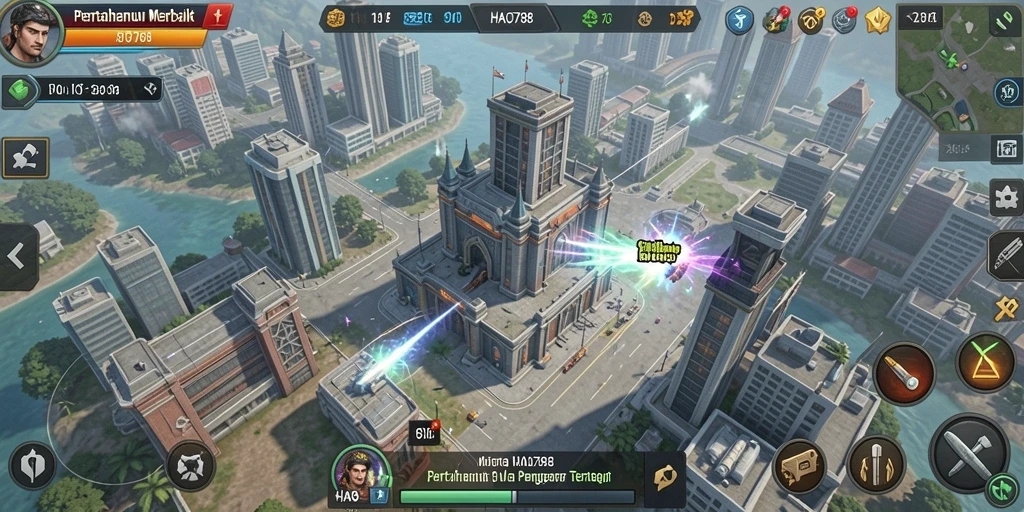 Tangkapan layar gameplay HAO788 menampilkan aksi Tower Defense yang seru.