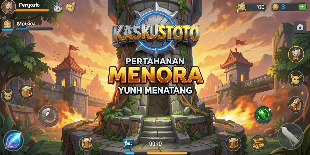 Tampilan menarik dari gameplay KASKUSTOTO dengan menara strategis.