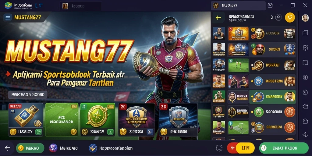 Tampilan gameplay taruhan olahraga di aplikasi MUSTANG77.