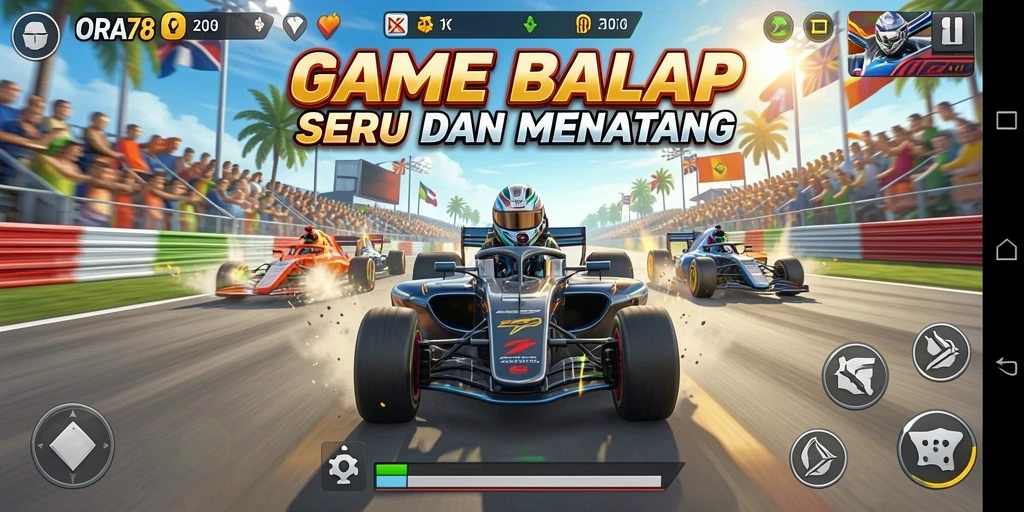 Tampilan gameplay balap yang mendebarkan dalam ORA78.