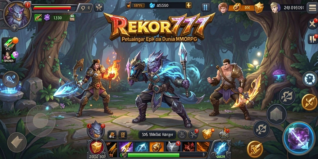 Tangkapan layar gameplay <strong>REKOR777</strong> menunjukkan pertarungan seru dalam dunia MMORPG.