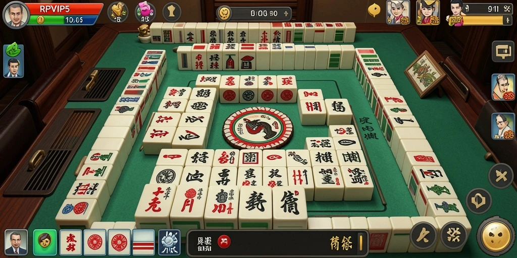 Screenshot RPVIP5 menampilkan gameplay seru Mahjong.