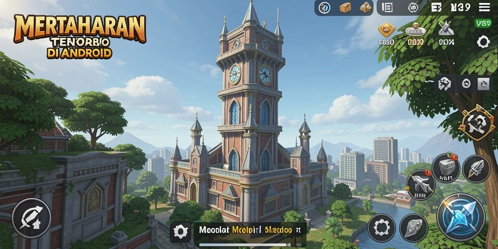 Screenshot gameplay V89 dengan menara menaklukkan serangan musuh.