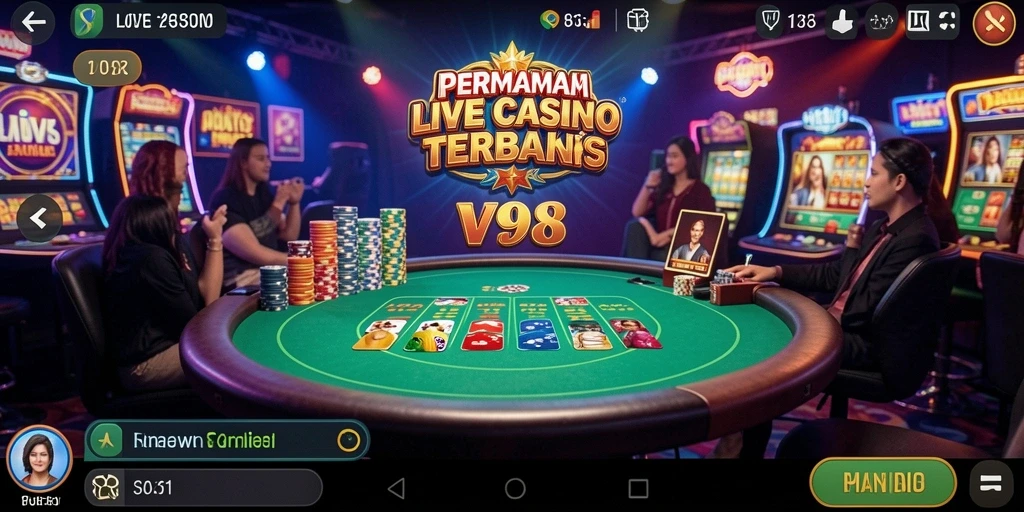 Tampilan gameplay seru dan interaktif dalam V98 Live Casino.