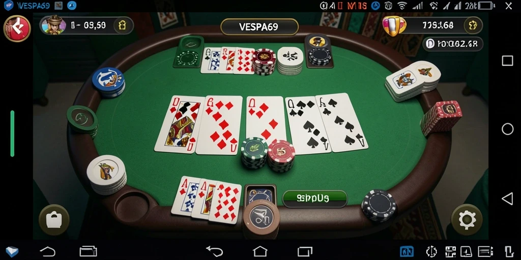 Tampilan gameplay VESPA69 dengan suasana bermain Gaple yang seru.