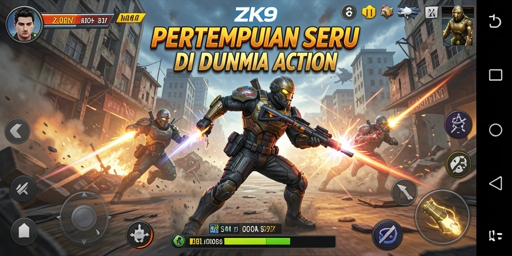 Tampilan mendebarkan dari gameplay ZK9 yang penuh aksi.